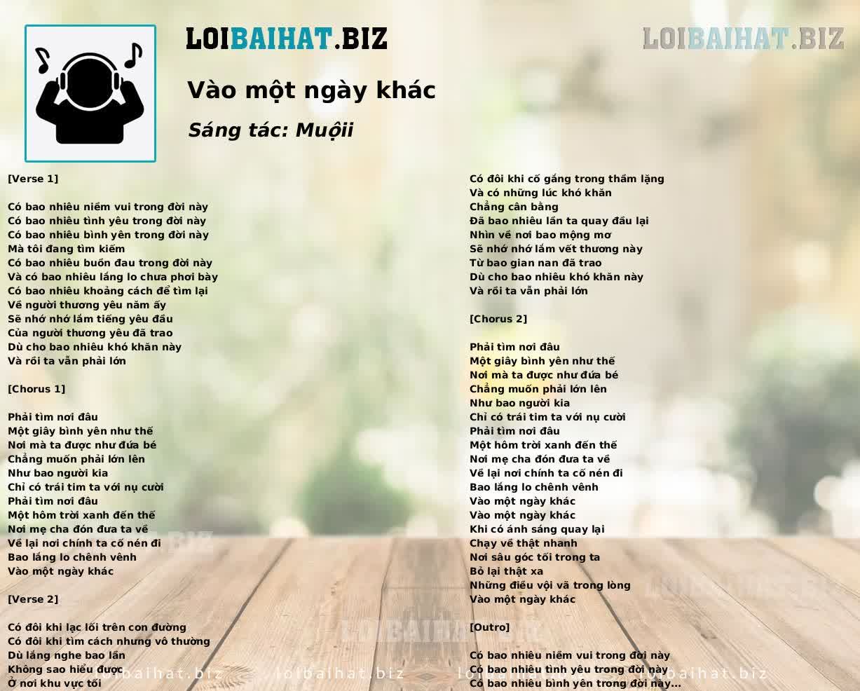 Vào một ngày khác