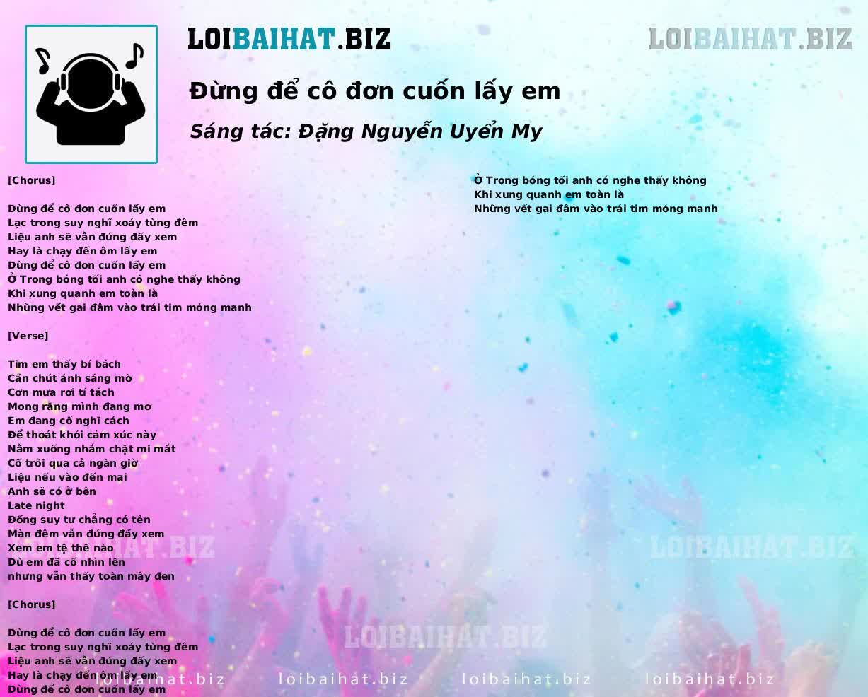 Đừng để cô đơn cuốn lấy em