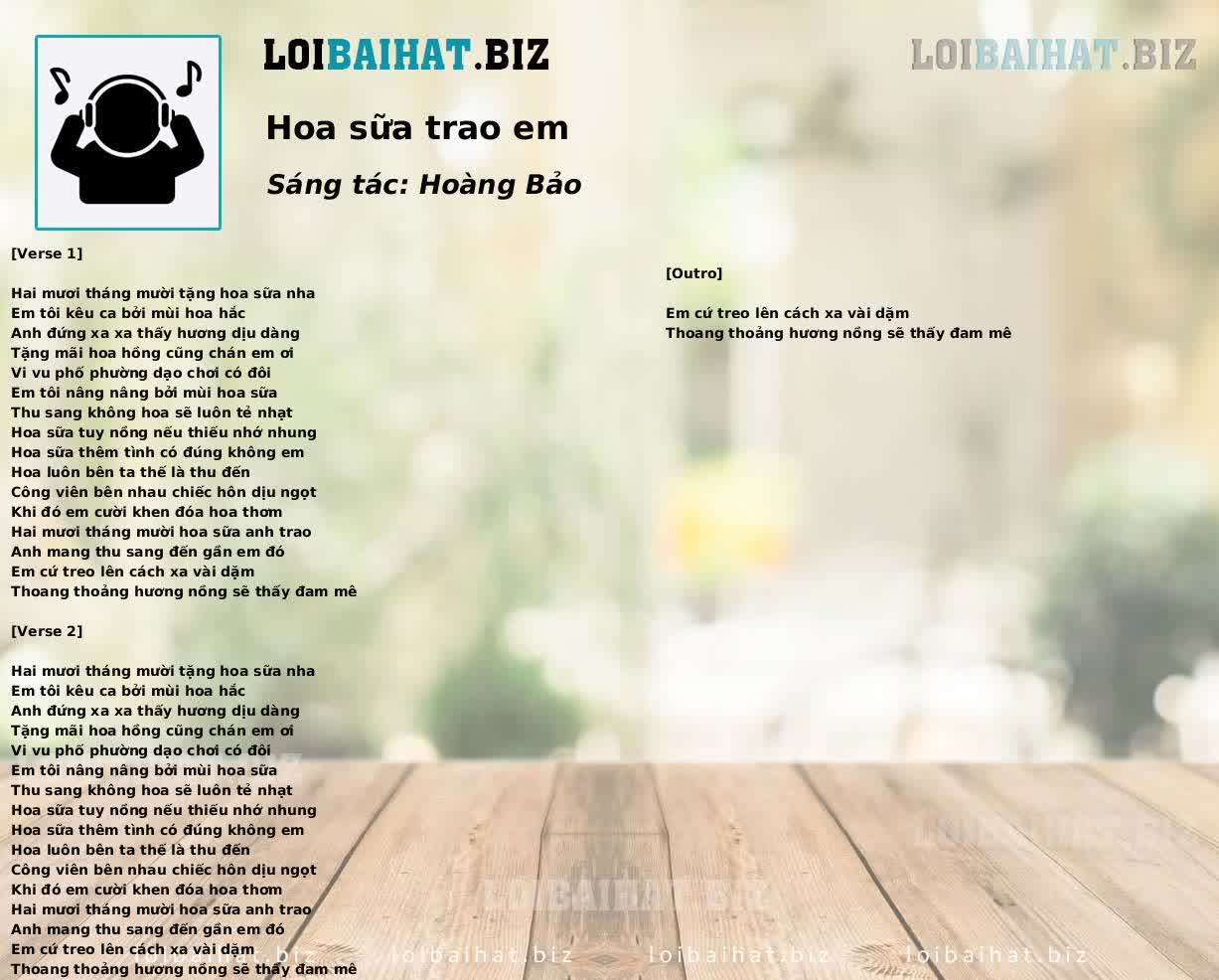 Hoa sữa trao em