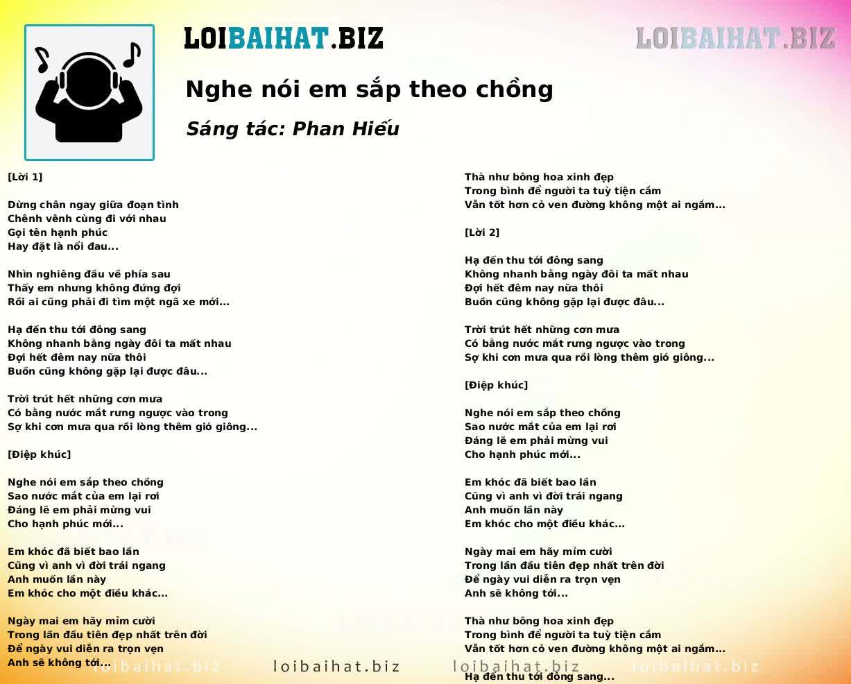 Nghe nói em sắp theo chồng