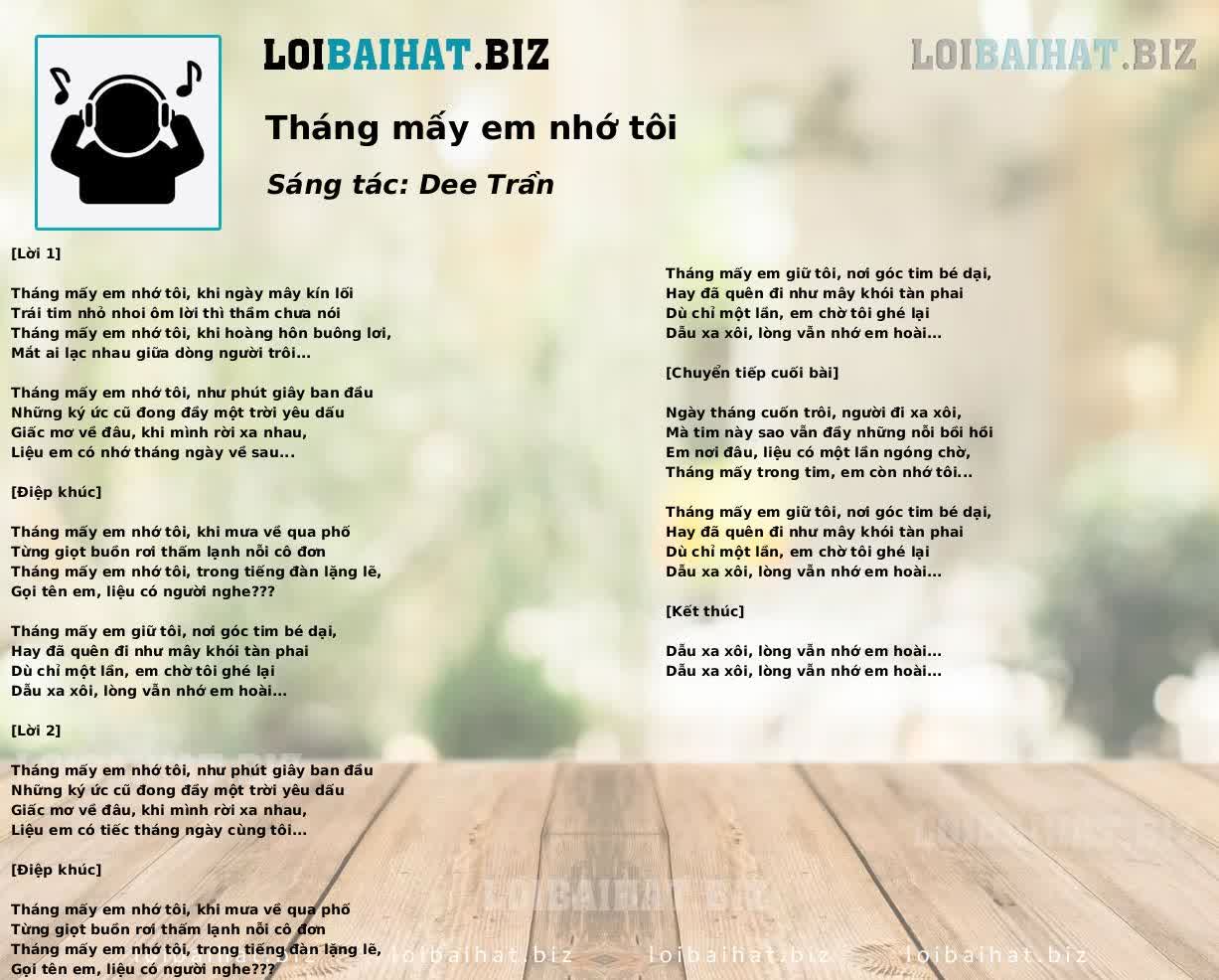 Tháng mấy em nhớ tôi