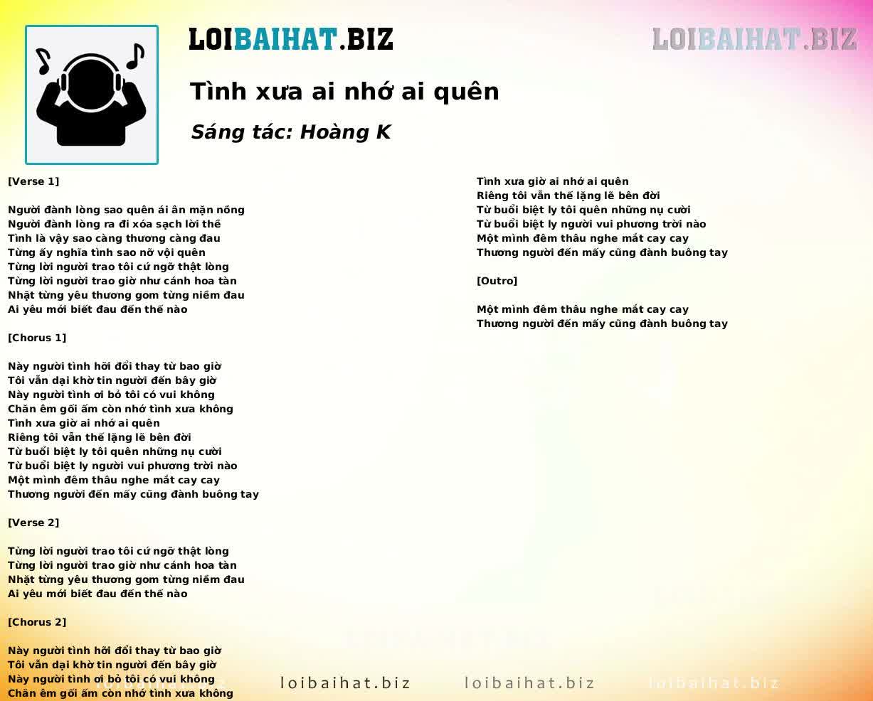 Tình xưa ai nhớ ai quên