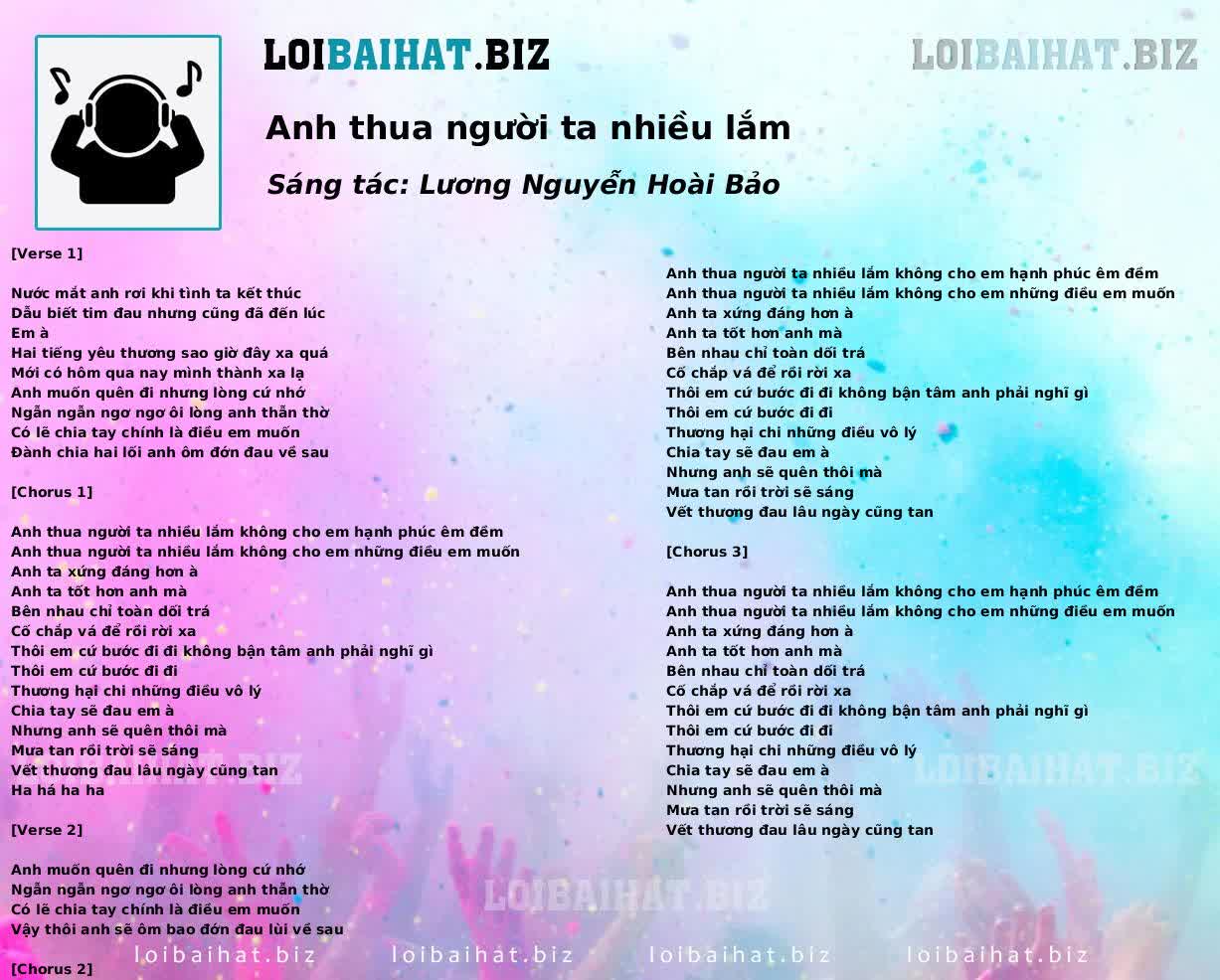 Anh thua người ta nhiều lắm