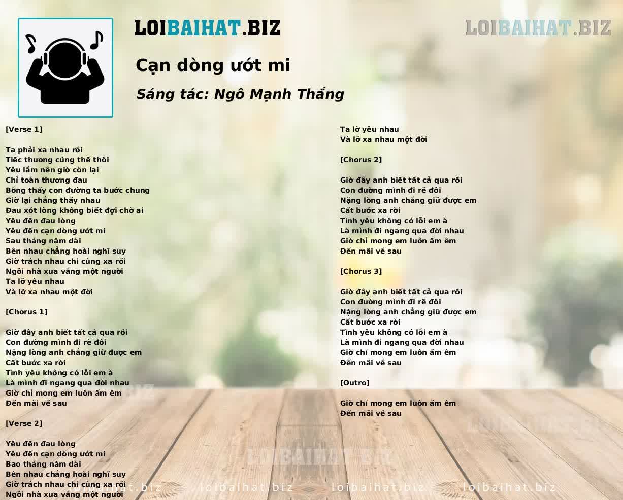 Cạn dòng ướt mi