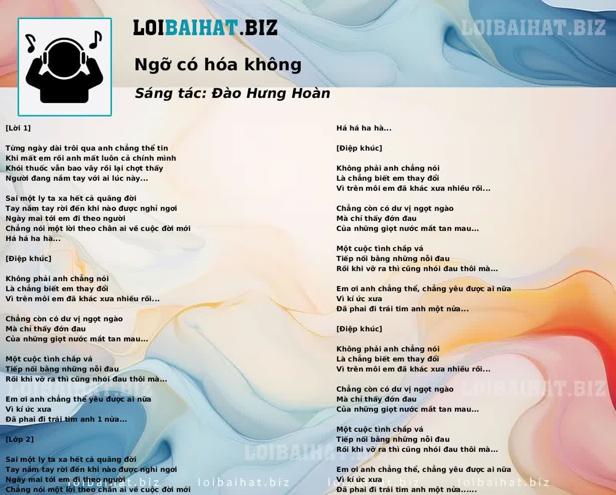 Ngỡ có hóa không