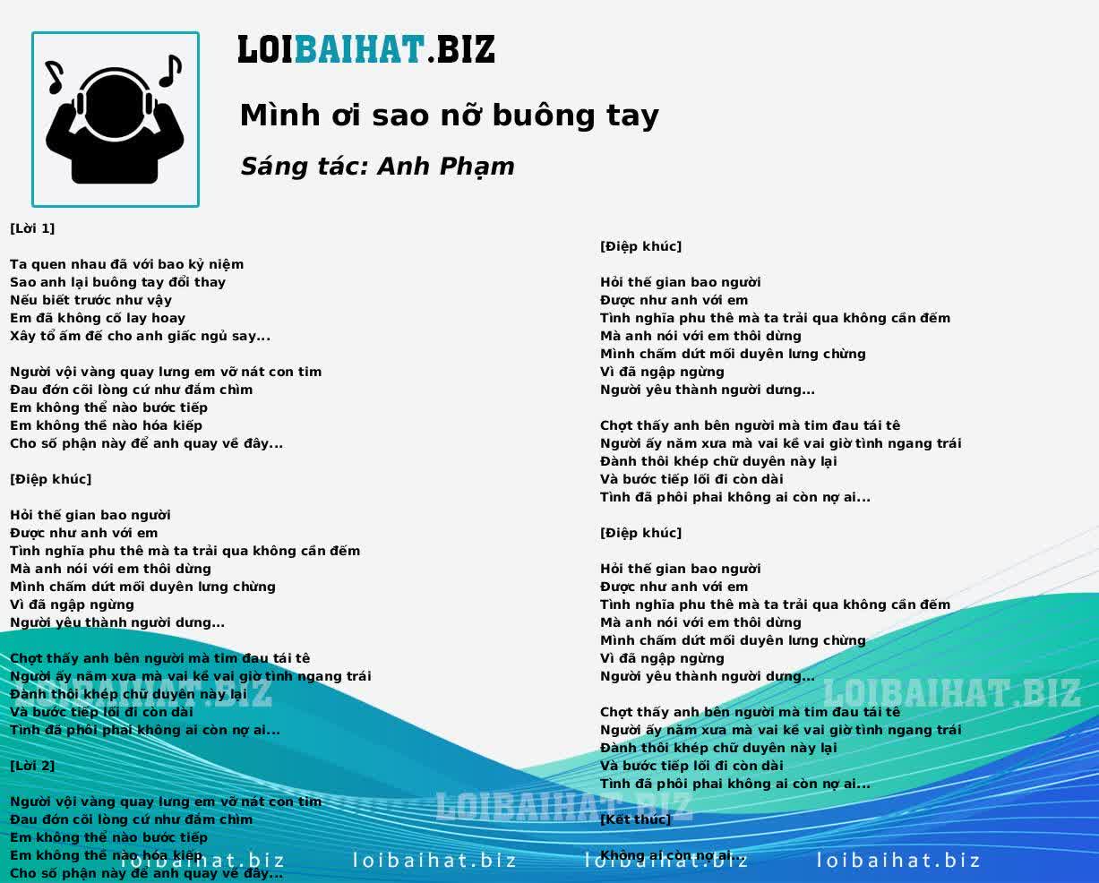 Mình ơi sao nỡ buông tay