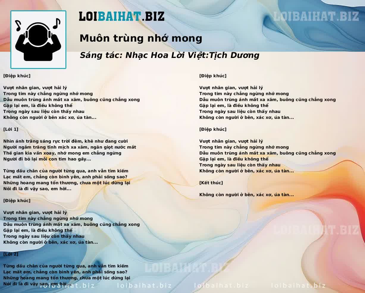 Muôn trùng nhớ mong