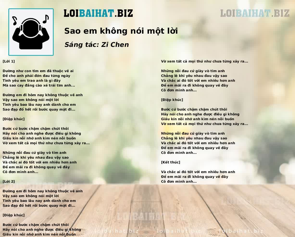 Sao em không nói một lời