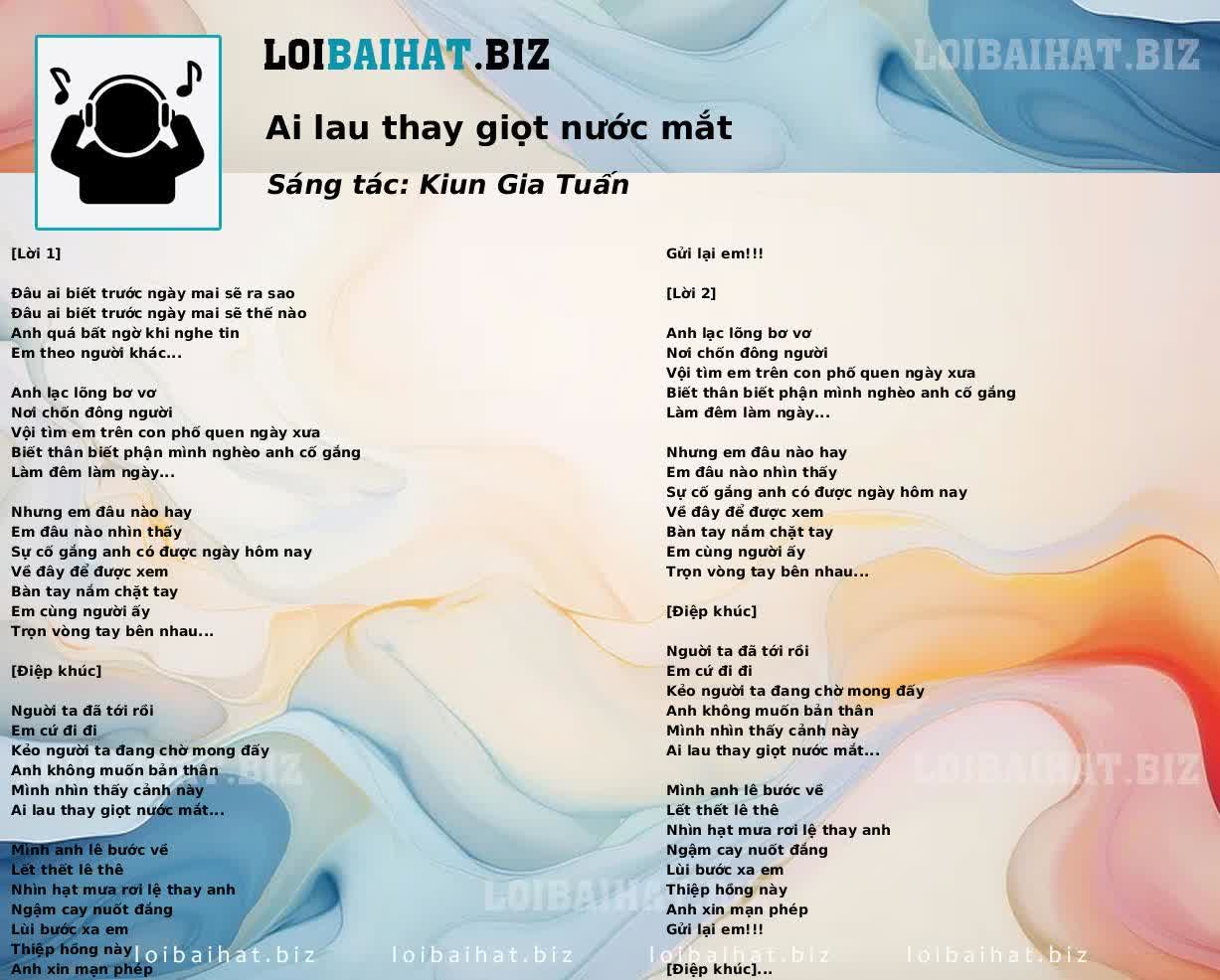 Ai lau thay giọt nước mắt