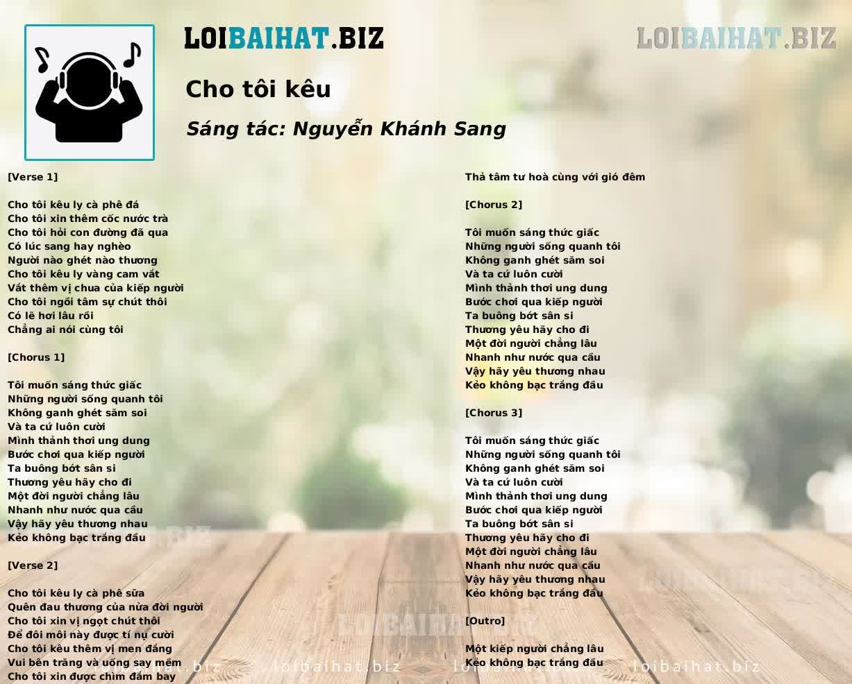 Cho tôi kêu