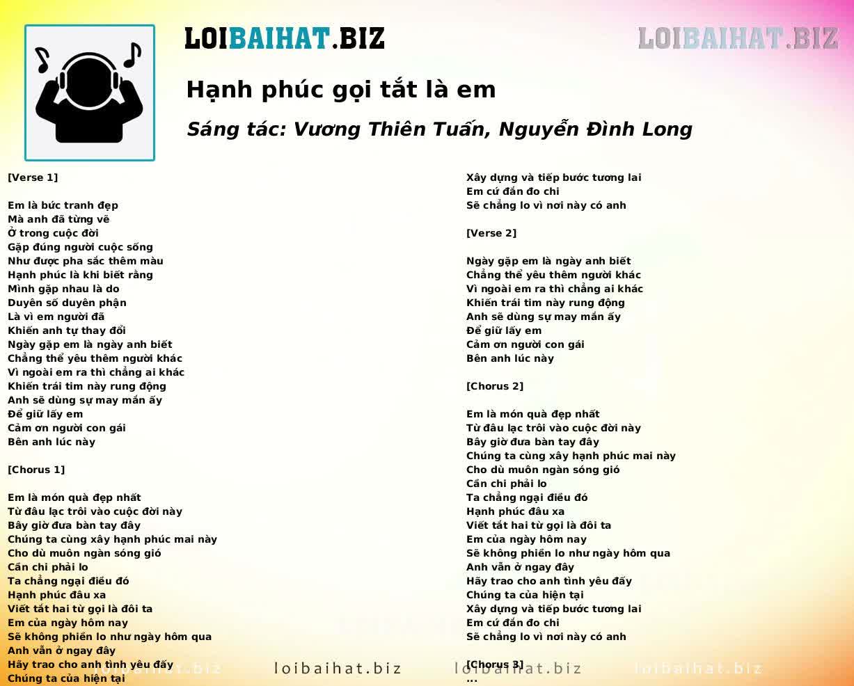 Hạnh phúc gọi tắt là em