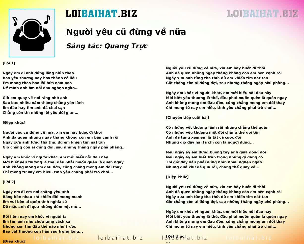 Người yêu cũ đừng về nữa