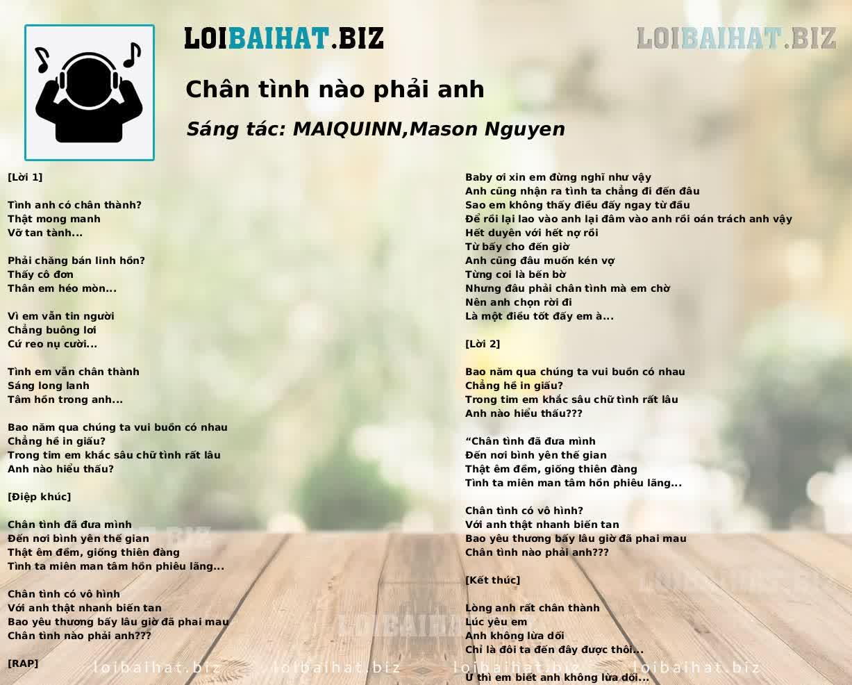 Chân tình nào phải anh