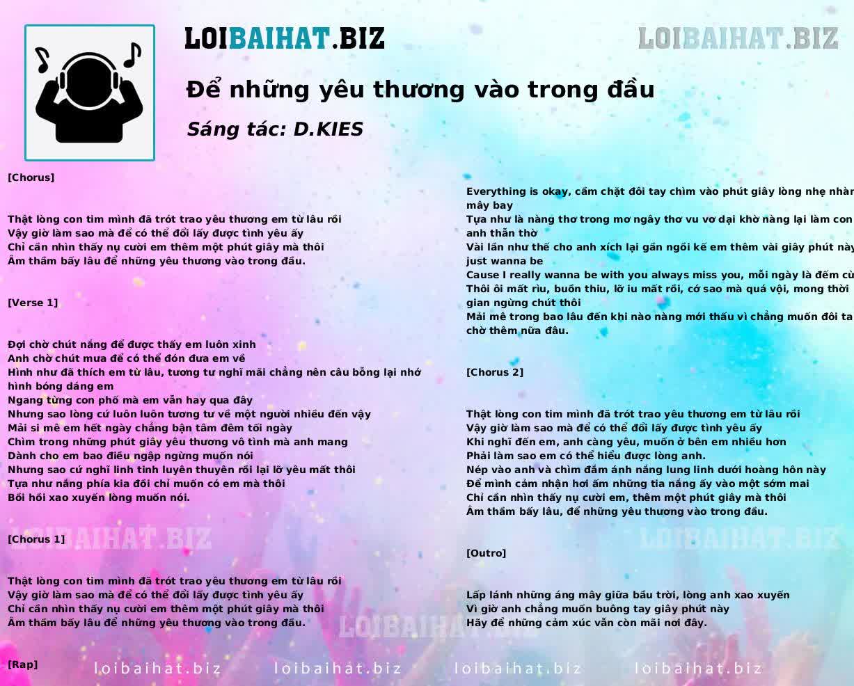 Để những yêu thương vào trong đầu