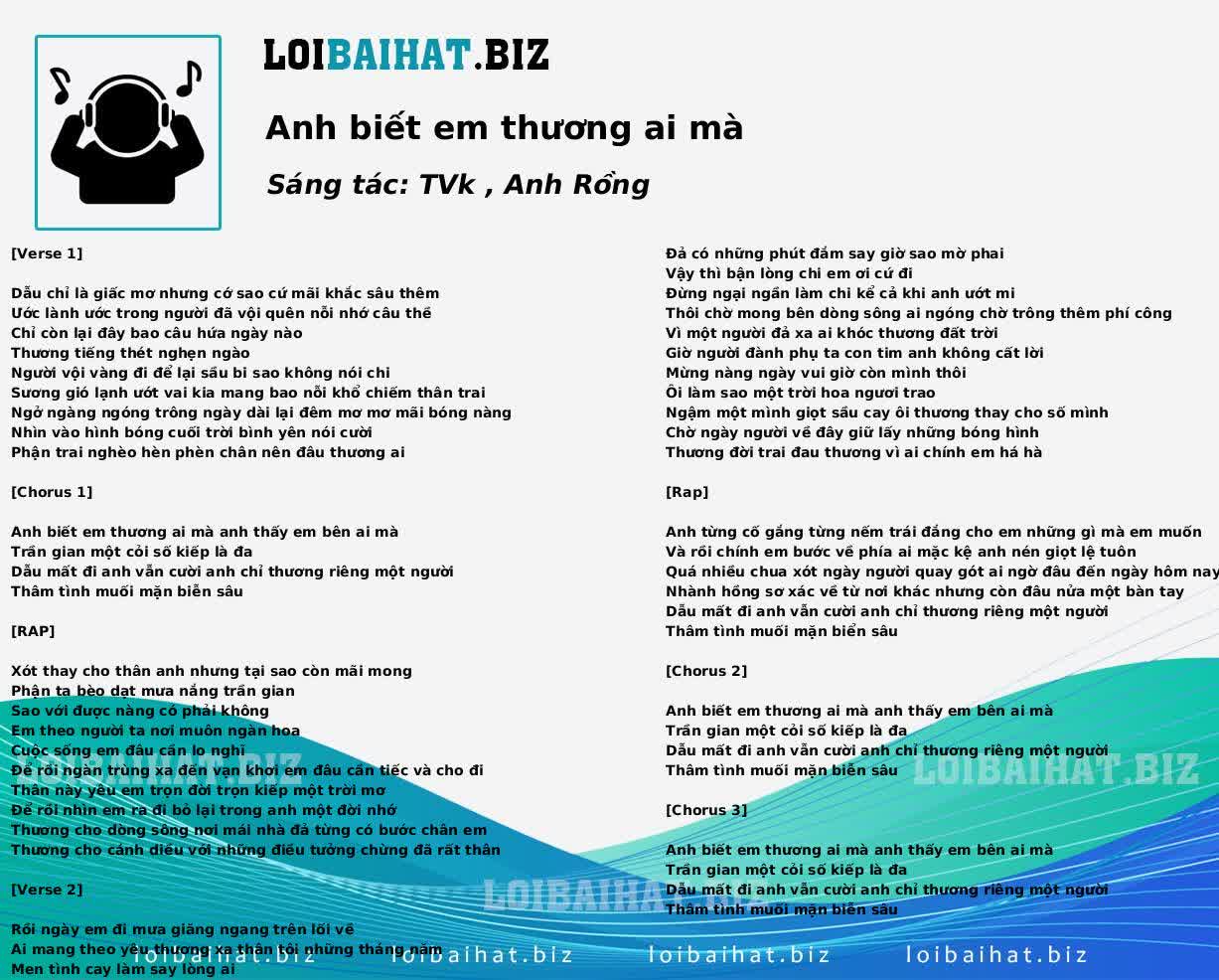 Anh biết em thương ai mà