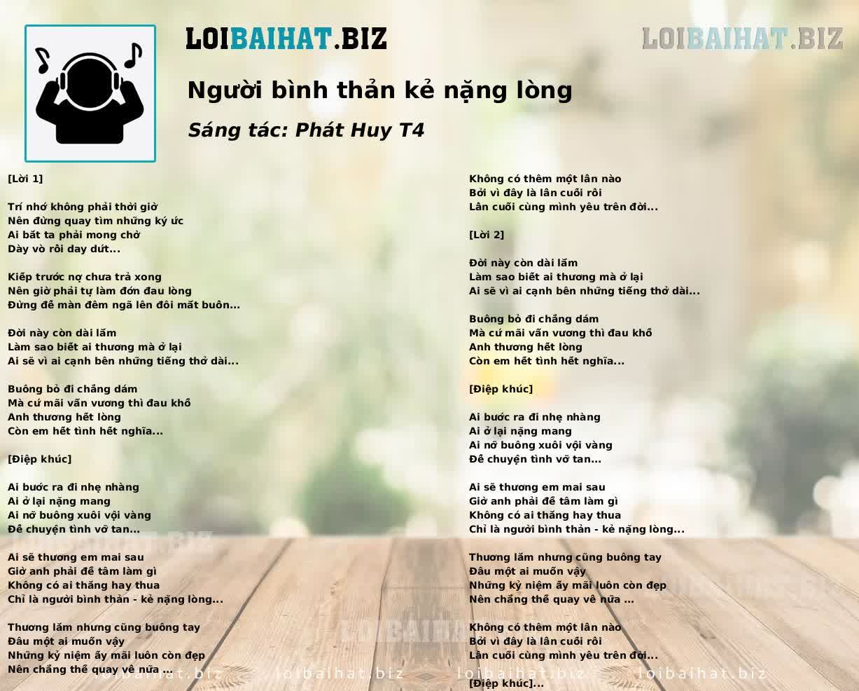 Người bình thản kẻ nặng lòng