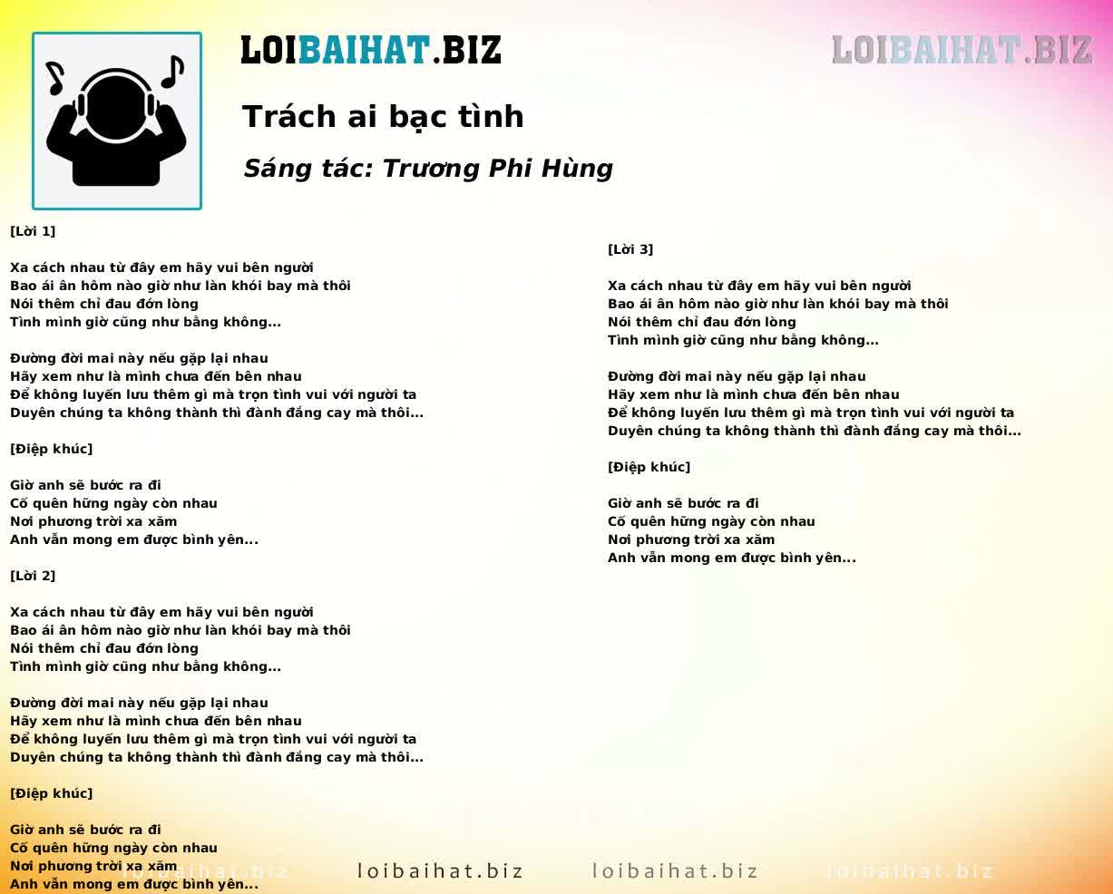 Trách ai bạc tình