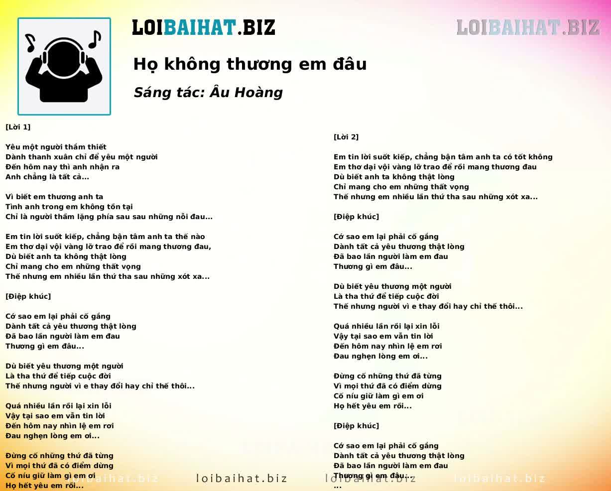 Họ không thương em đâu