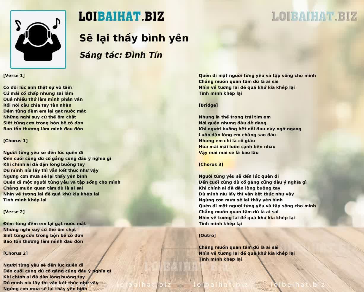 Sẽ lại thấy bình yên