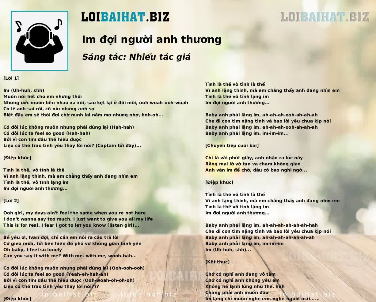 Im đợi người anh thương