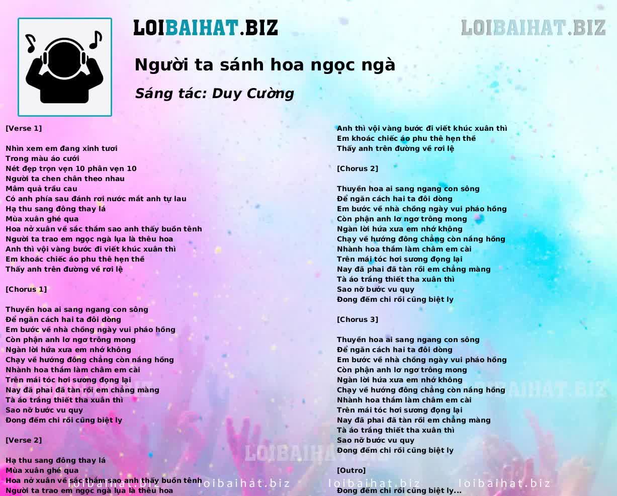Người ta sánh hoa ngọc ngà