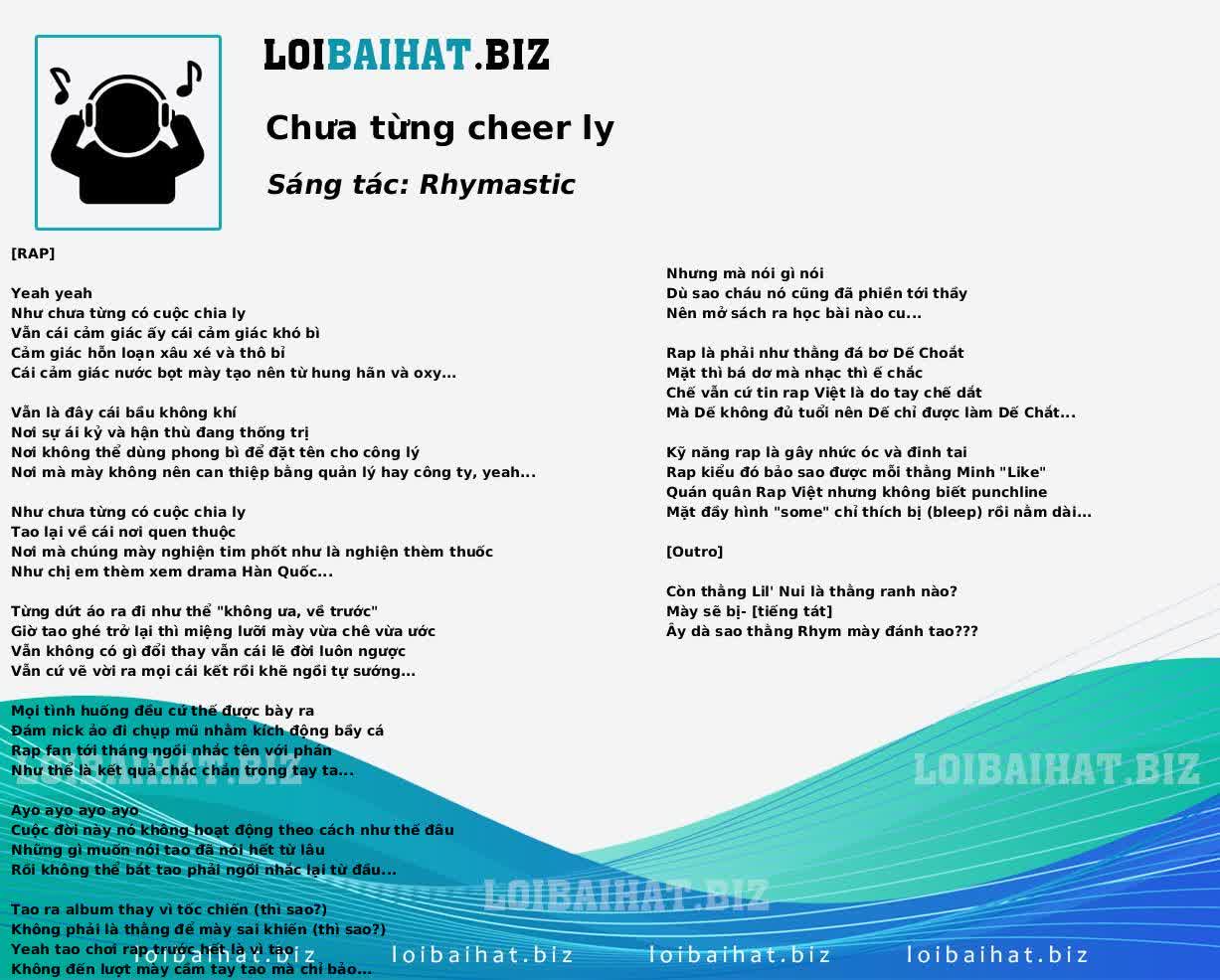 Chưa từng cheer ly