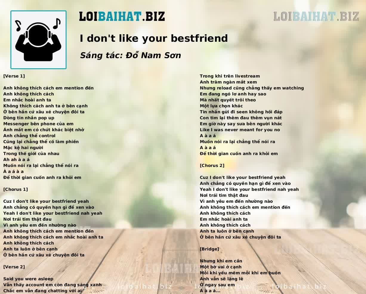 I don't like your bestfriend