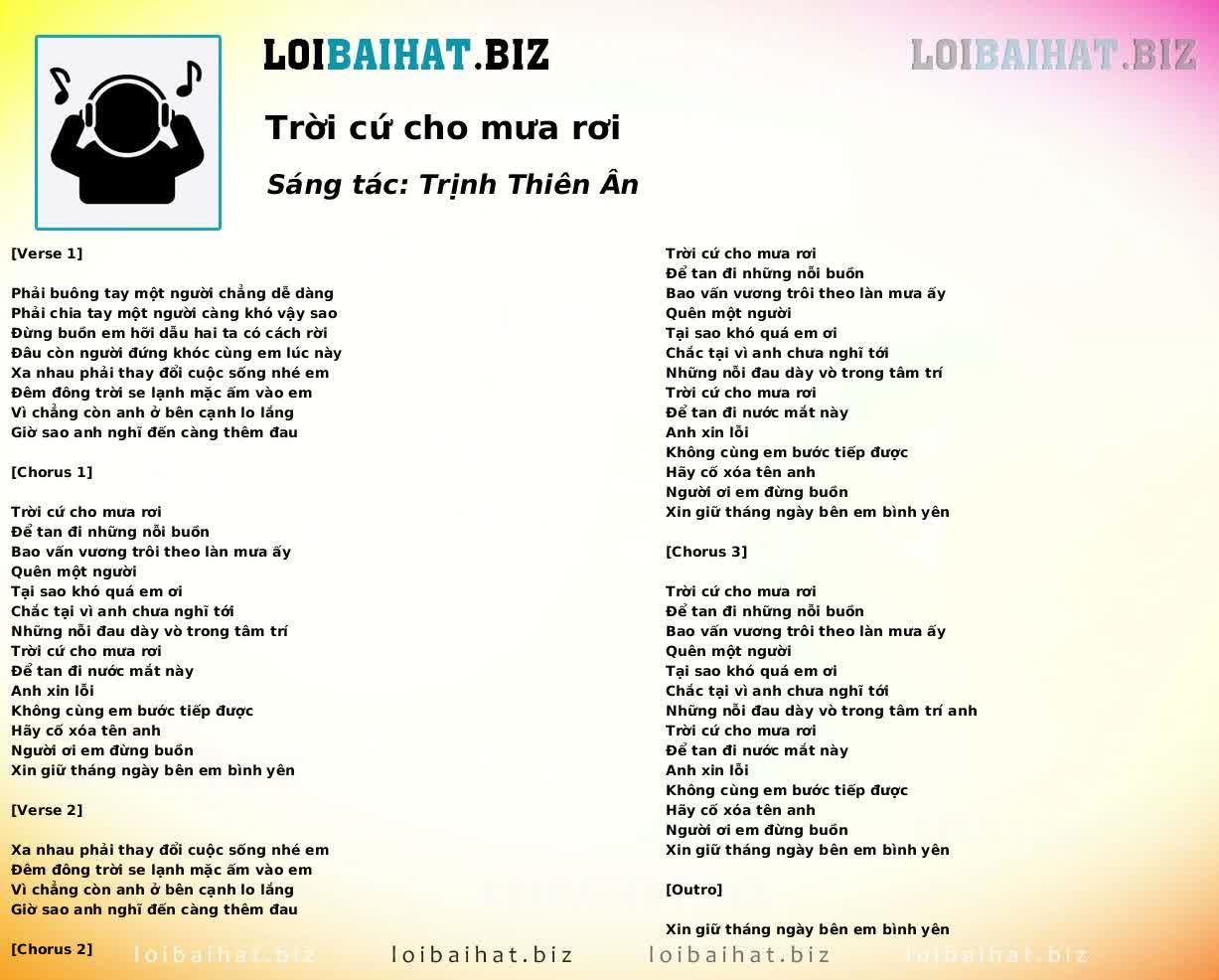 Trời cứ cho mưa rơi