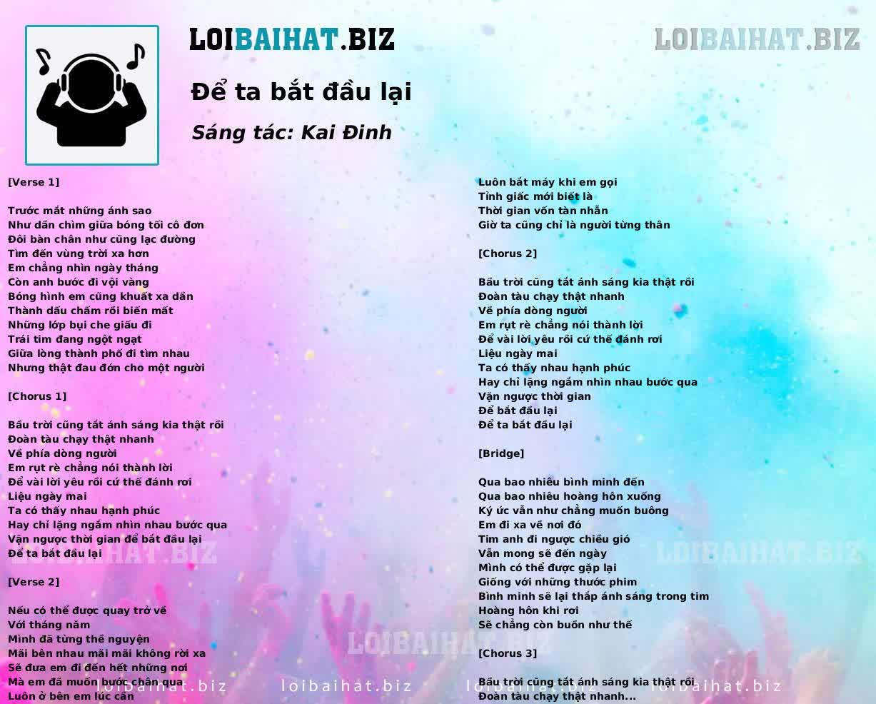 Để ta bắt đầu lại