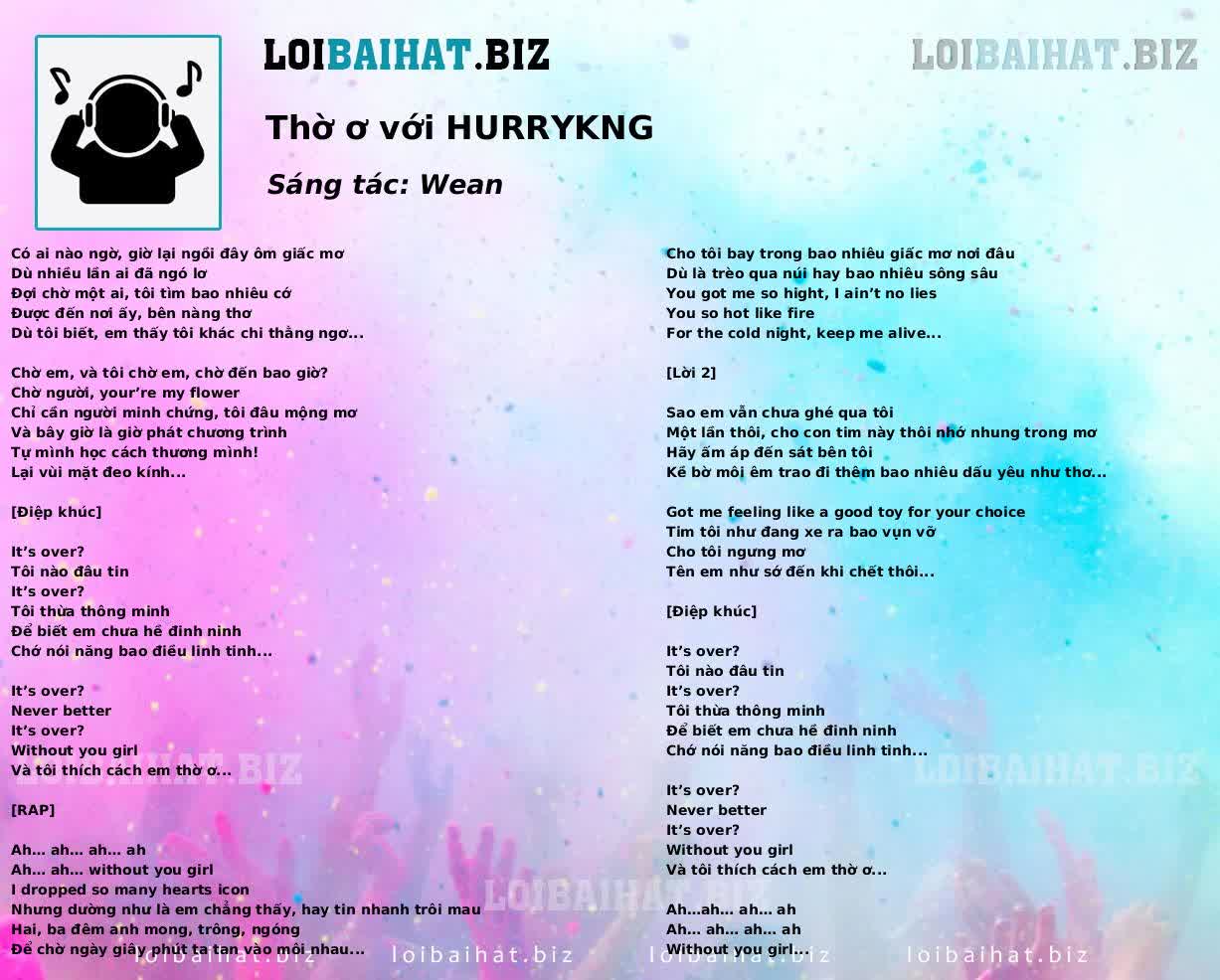 Thờ ơ với HURRYKNG