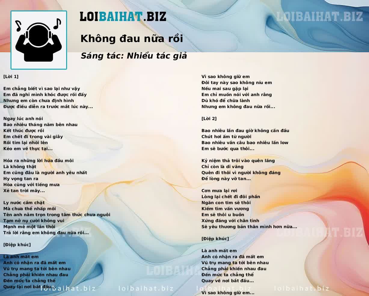 Không đau nữa rồi