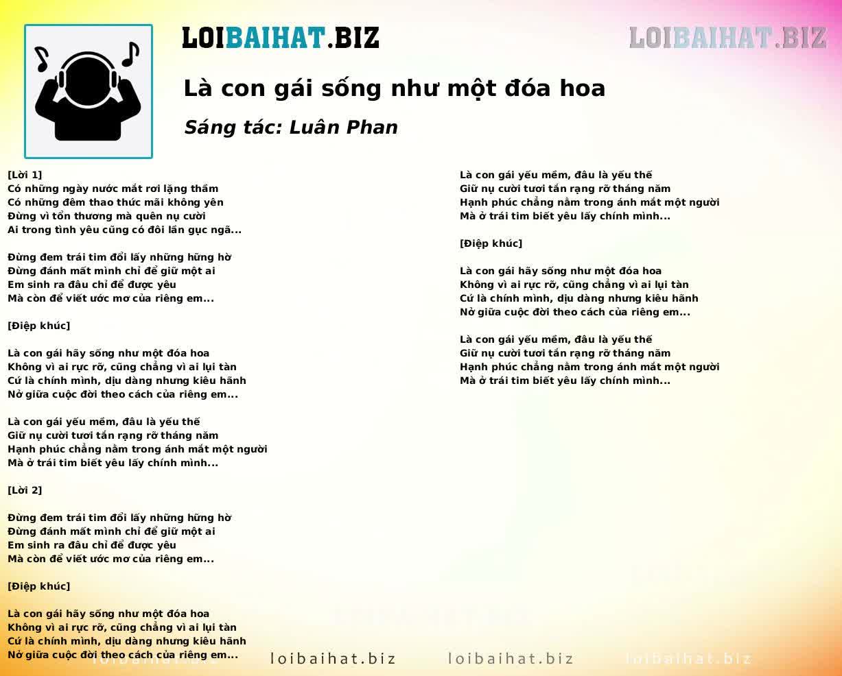 Là con gái sống như một đóa hoa