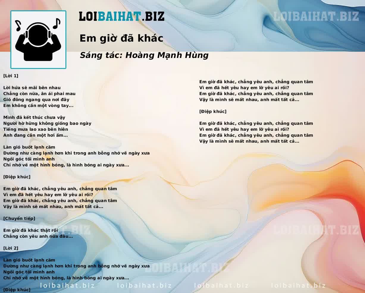 Em giờ đã khác