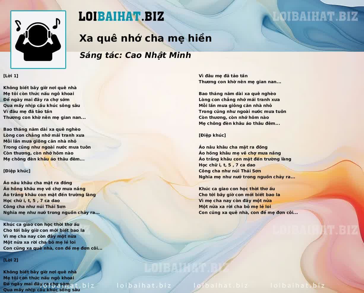 Xa quê nhớ cha mẹ hiền