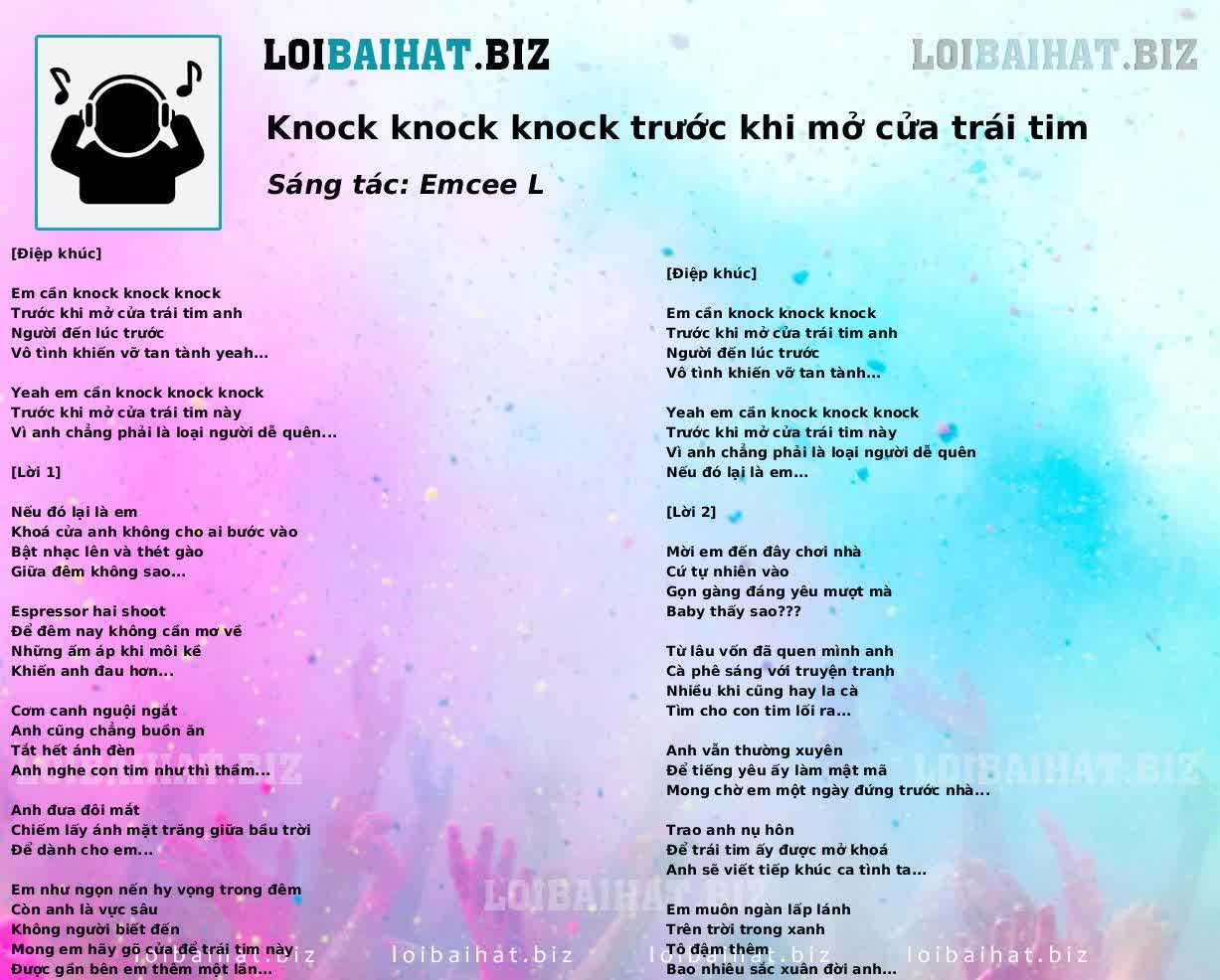 Knock knock knock trước khi mở cửa trái tim