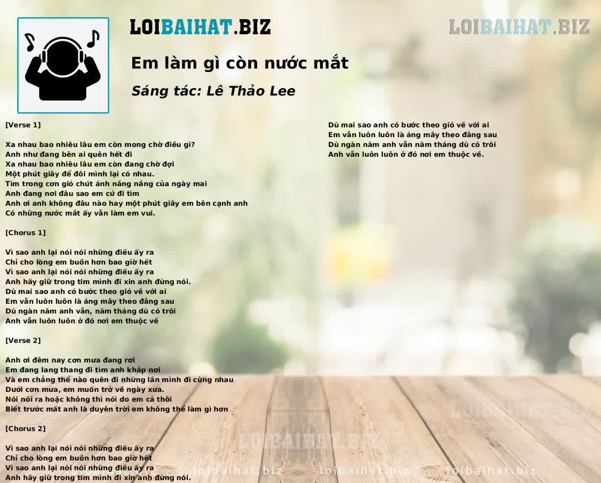 Em làm gì còn nước mắt