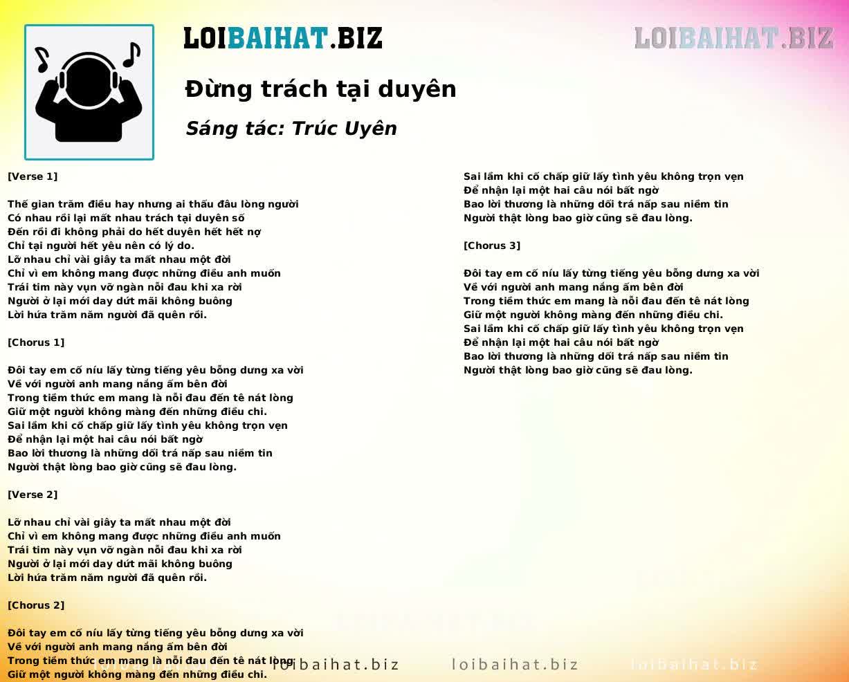 Đừng trách tại duyên