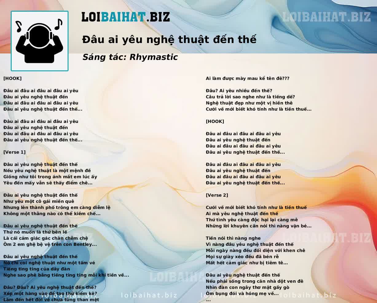 Đâu ai yêu nghệ thuật đến thế