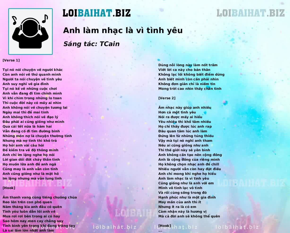 Anh làm nhạc là vì tình yêu