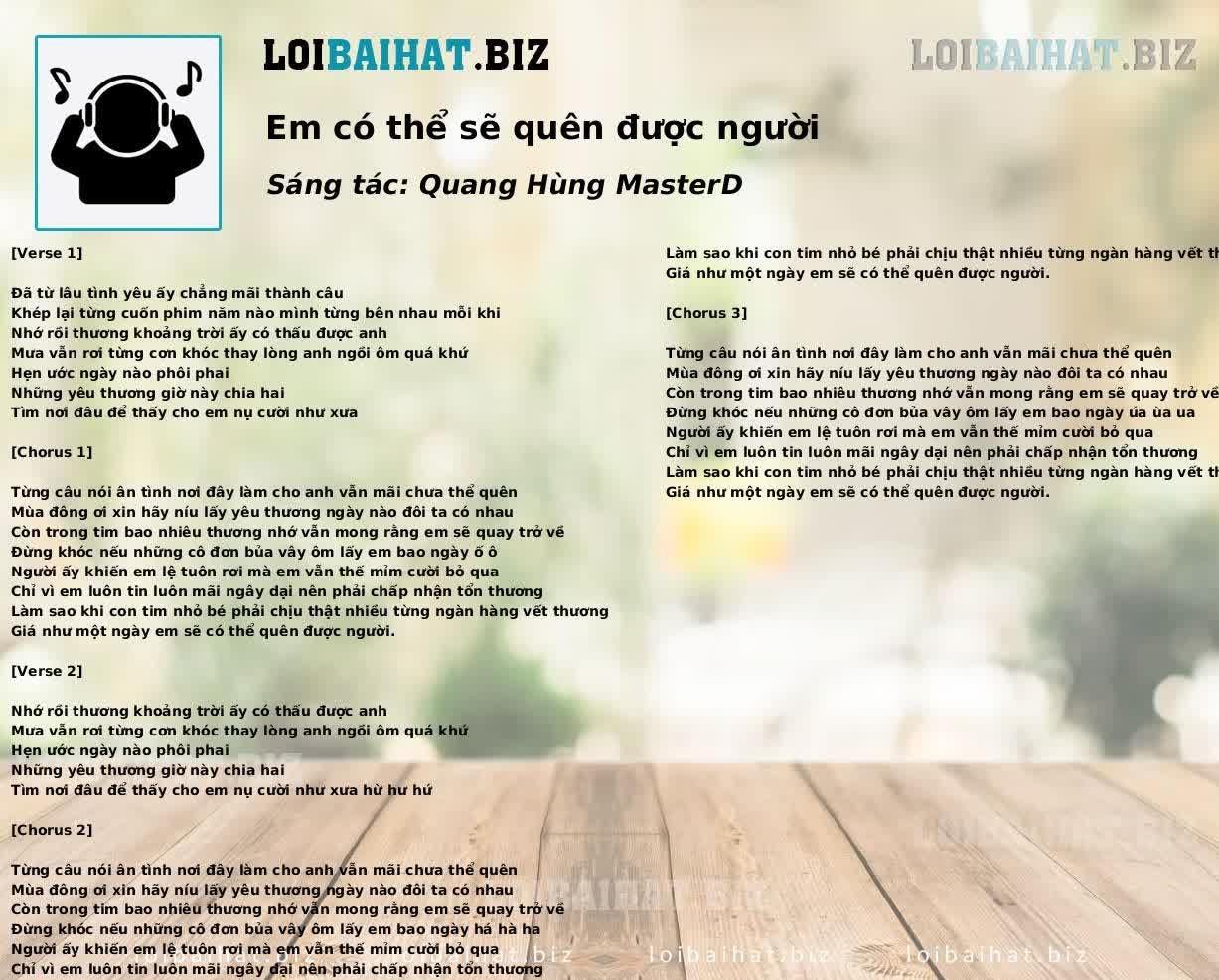 Em có thể sẽ quên được người