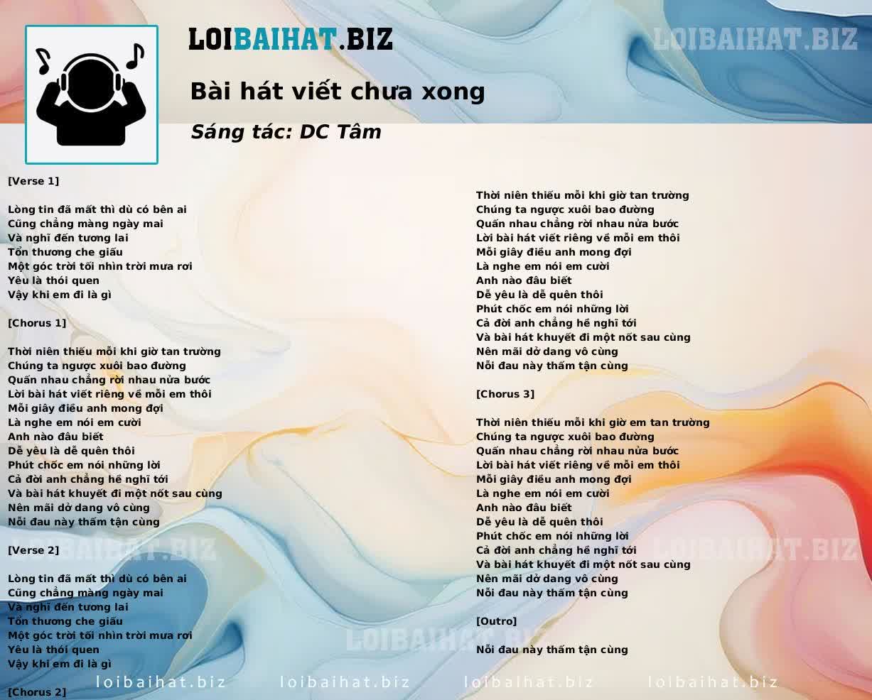Bài hát viết chưa xong