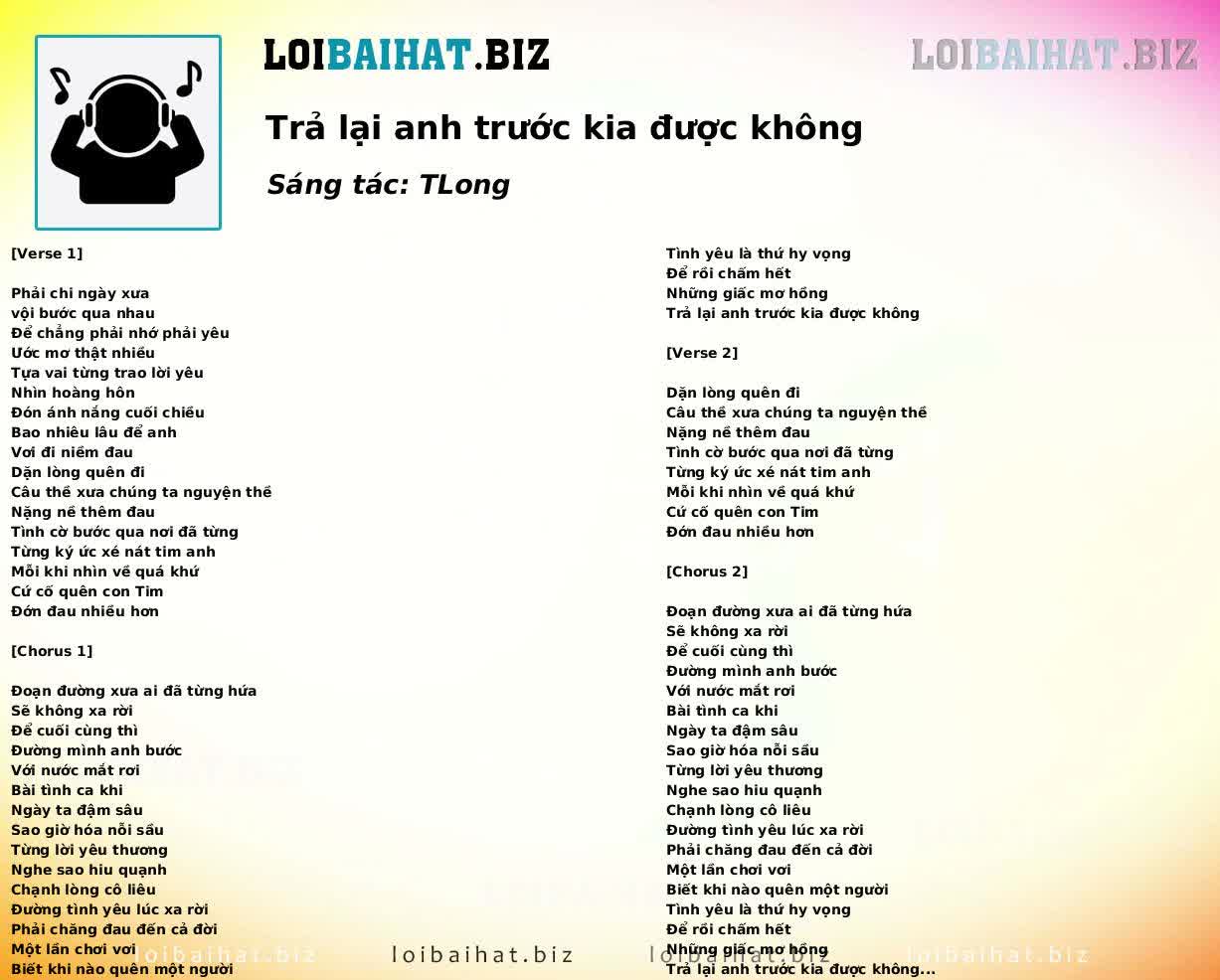 Trả lại anh trước kia được không