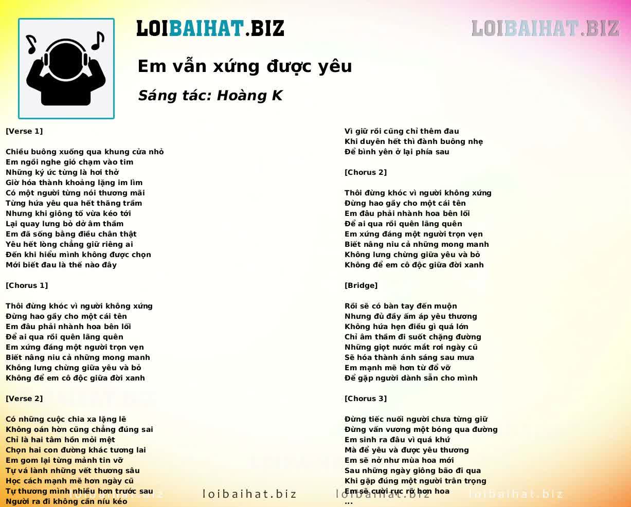Em vẫn xứng được yêu
