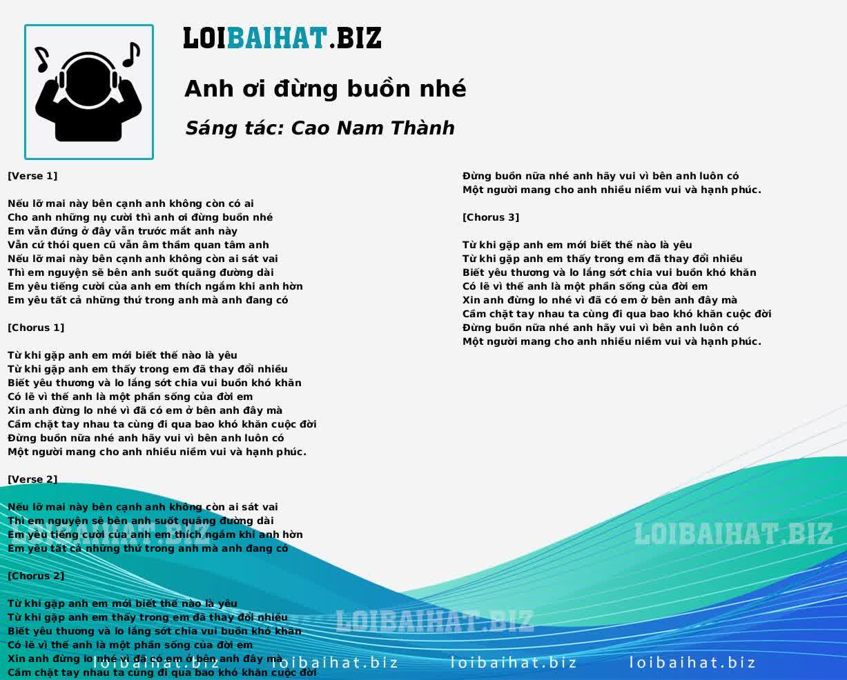 Anh ơi đừng buồn nhé