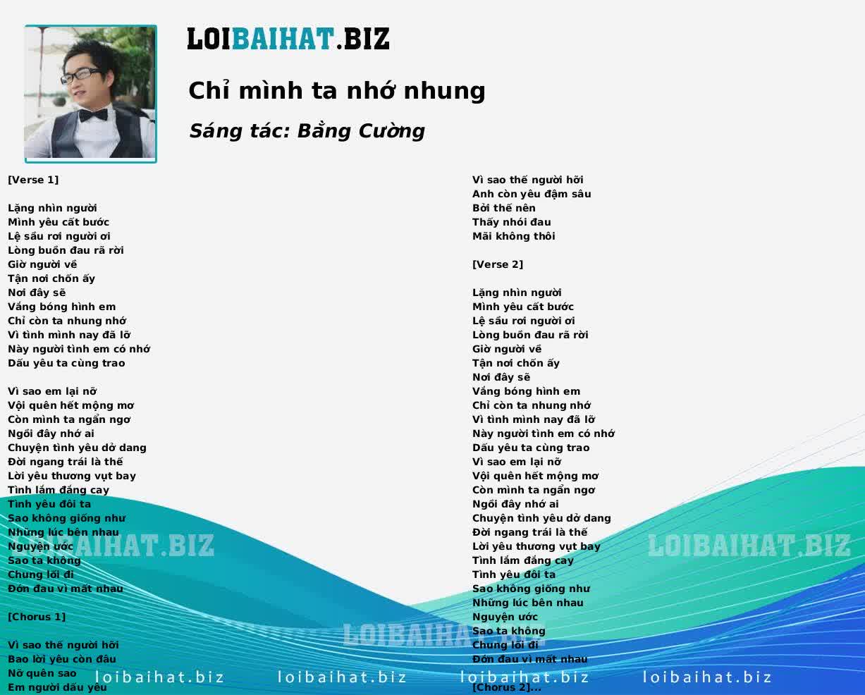 Chỉ mình ta nhớ nhung