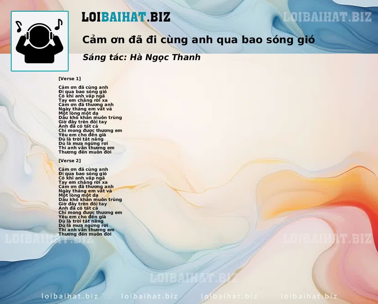 Cảm ơn đã đi cùng anh qua bao sóng gió