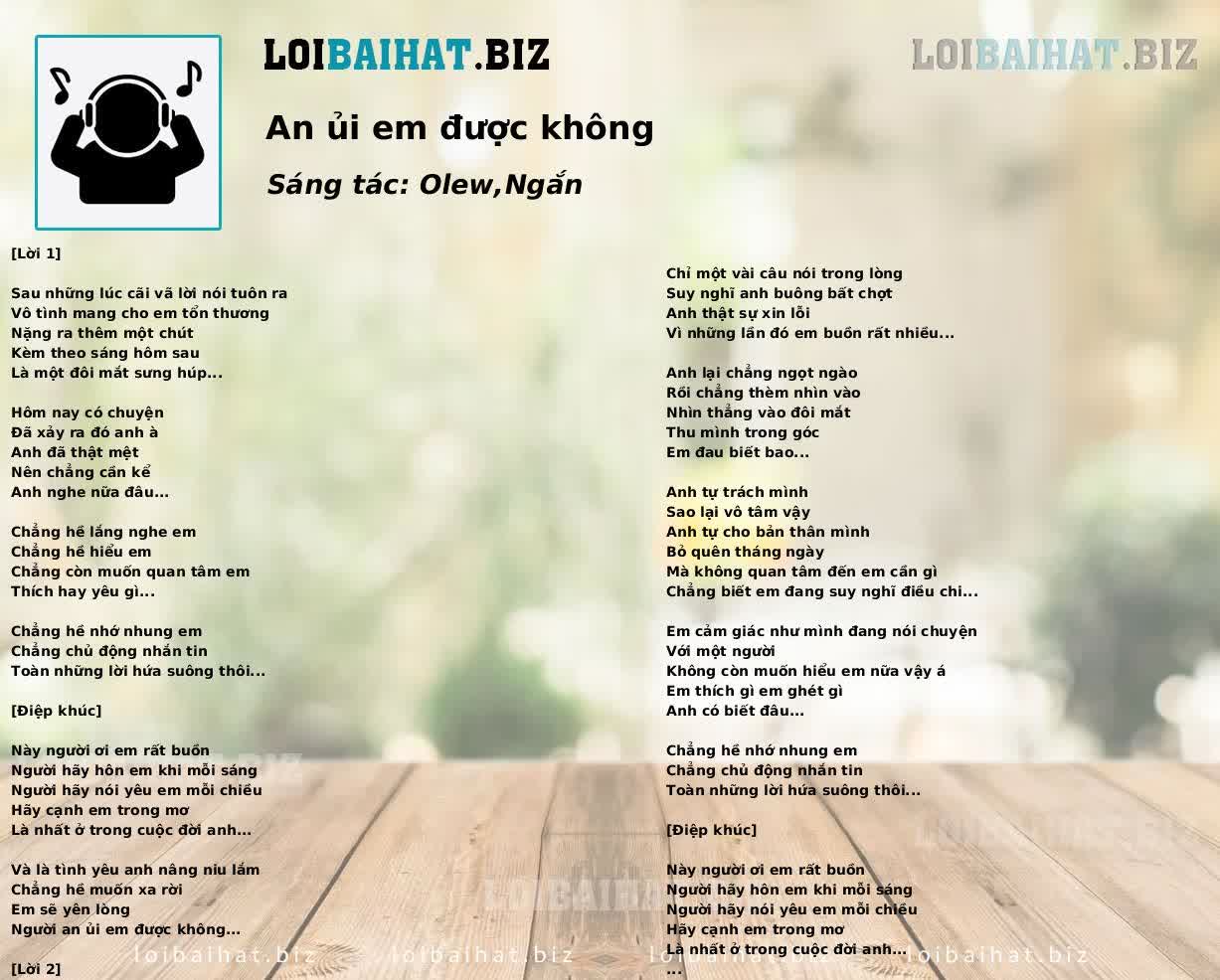 An ủi em được không