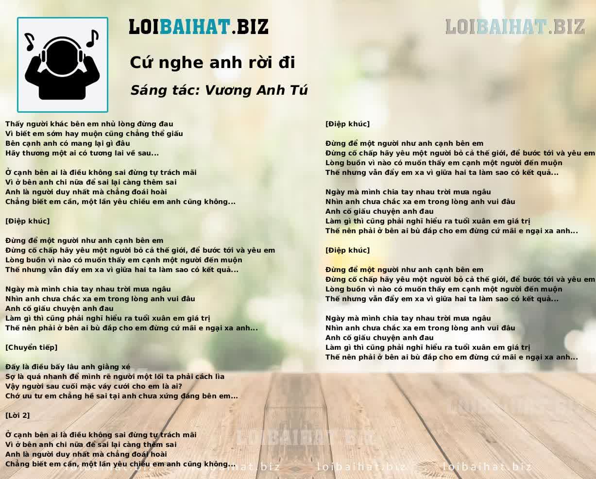 Cứ nghe anh rời đi