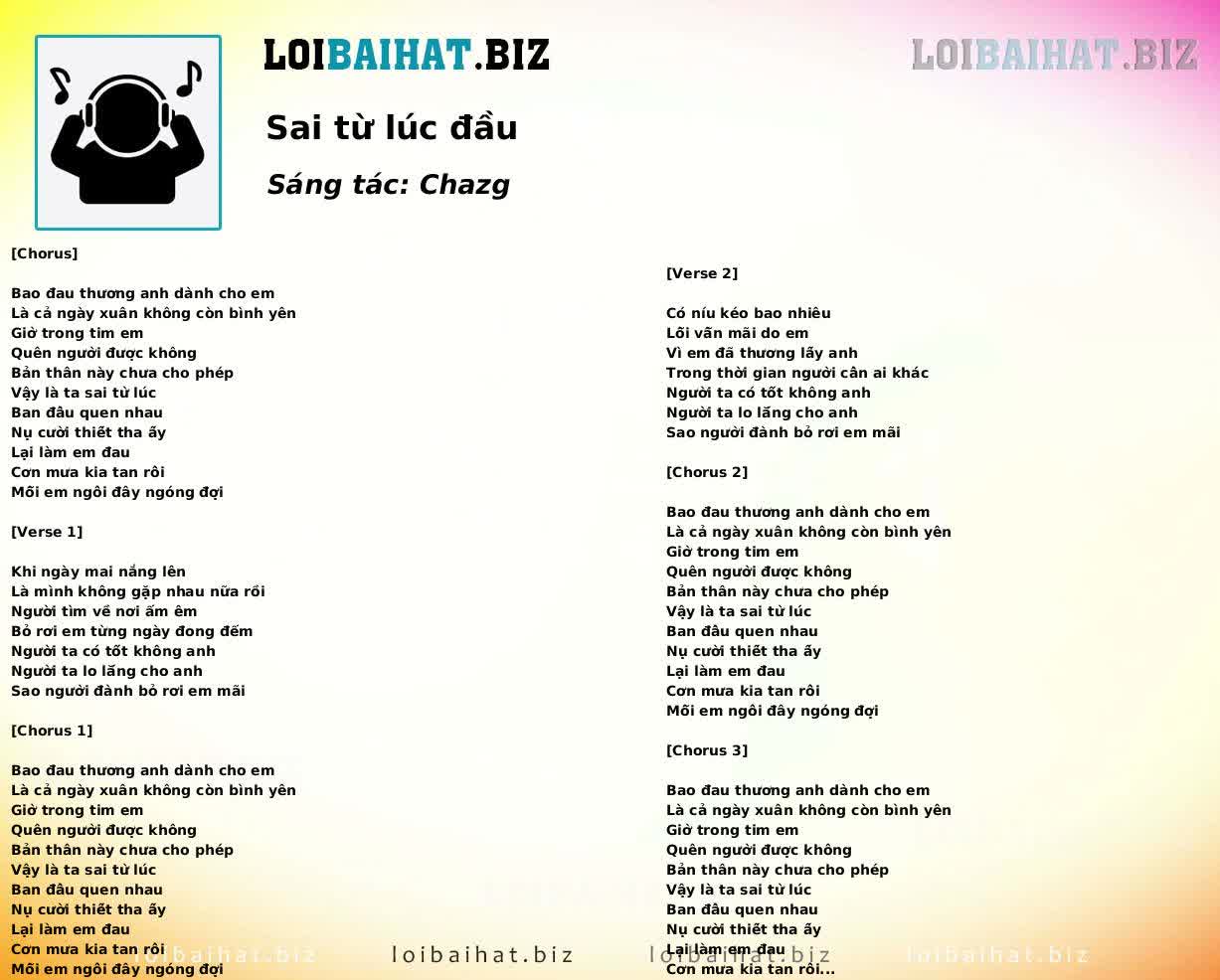 Sai từ lúc đầu