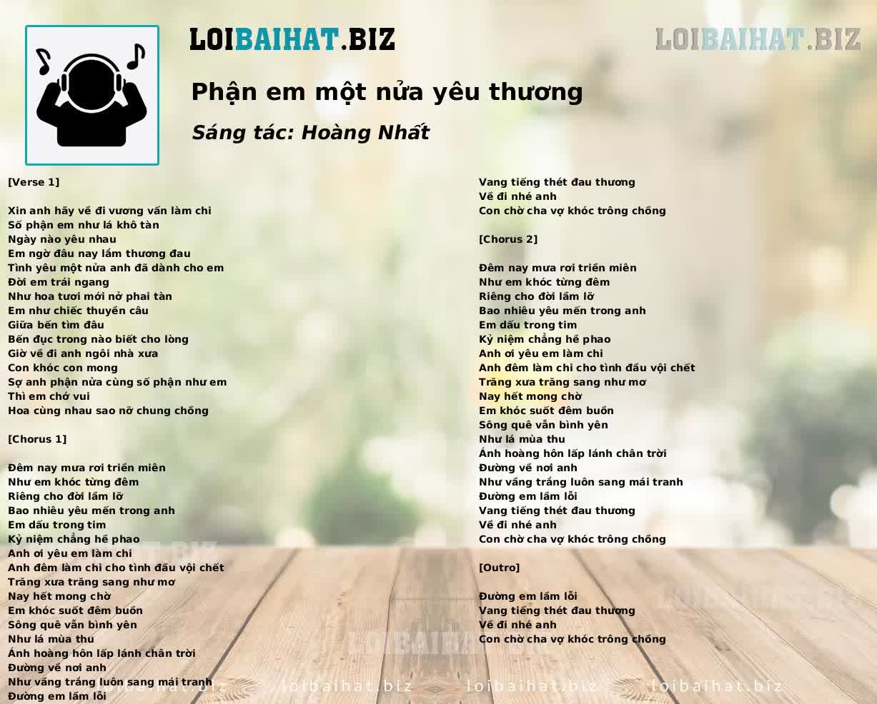 Phận em một nửa yêu thương